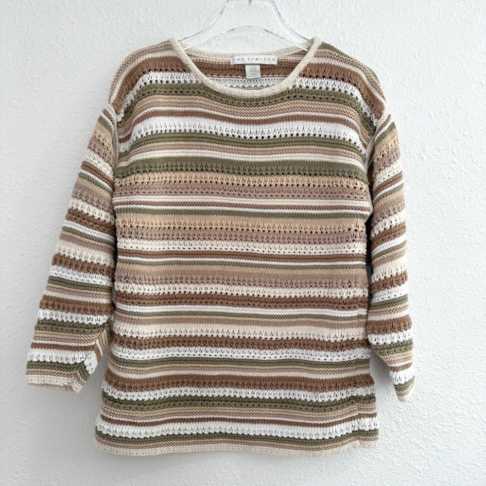 The Limited Striped Knit Sweater Women Small Small Multi Ramie 90s Vintage